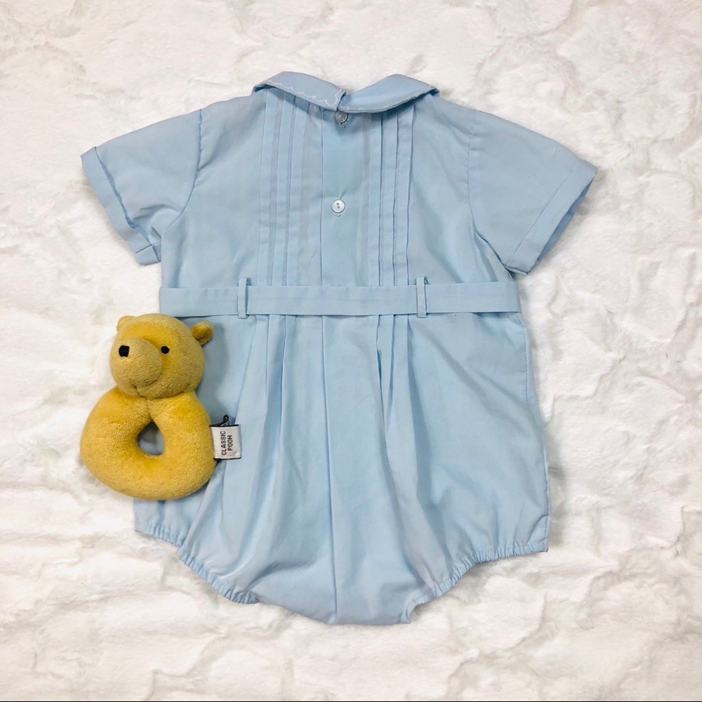 A Little Angel Blue Embroidered Bubble Romper 3m - Picture 7 of 9